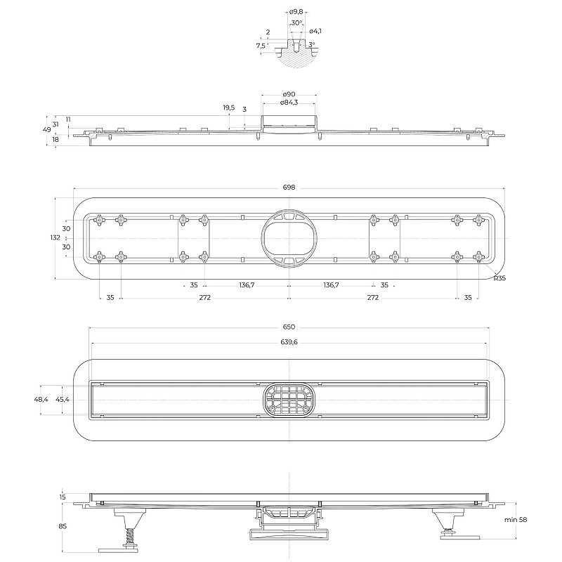 душевой лоток BelBagno Luce BB-LD-LUCE-70-CR