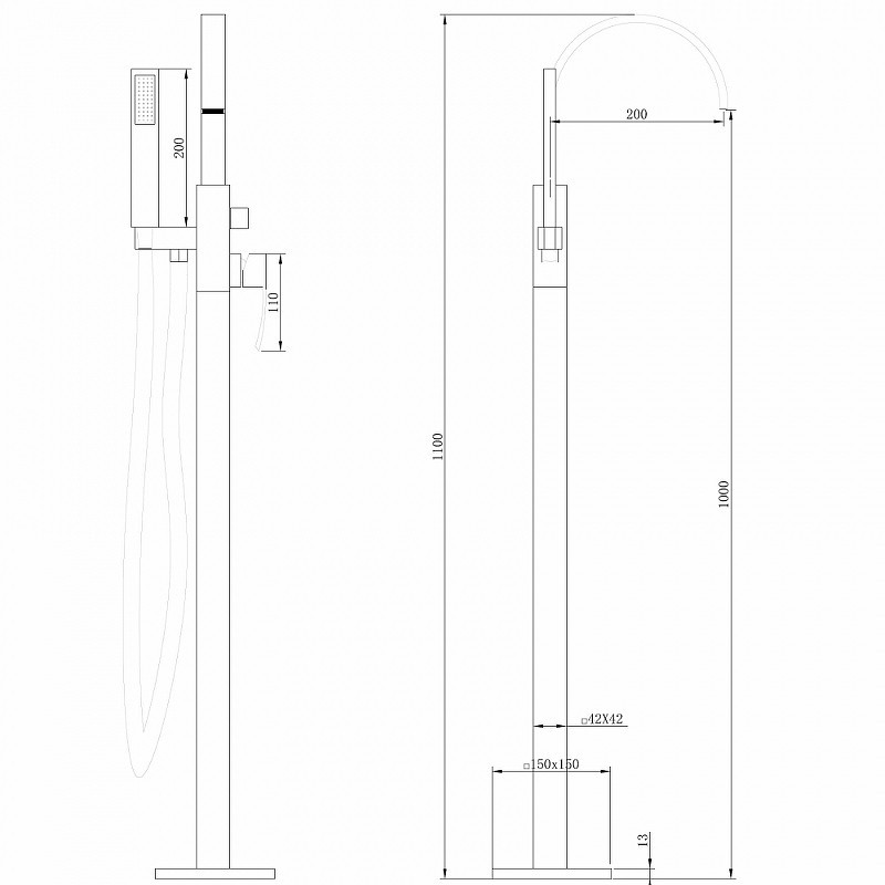 Смеситель для ванны Abber Wasserfall AF8615G Золото матовое