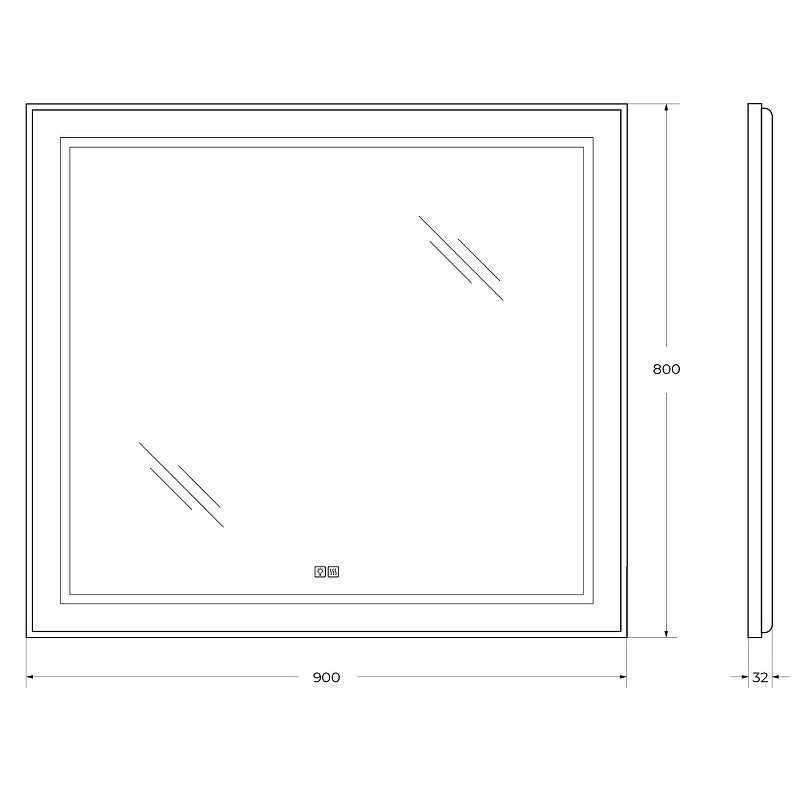 Зеркало BelBagno Kraft 90 SPC-KRAFT-900-800-LED-TCH-WARM с подсветкой