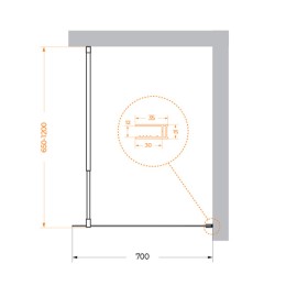 Душевая перегородка BelBagno Kraft 70 KRAFT-L-1-70-C-Cr