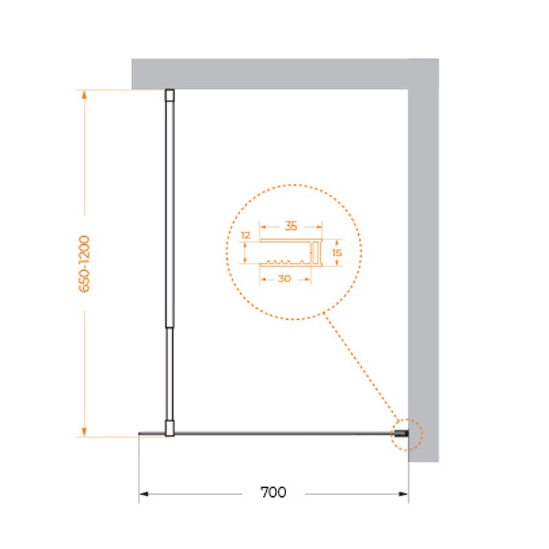 Душевая перегородка BelBagno Kraft 70 KRAFT-L-1-70-C-Cr
