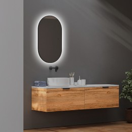 Зеркало Abber Kontur 55 AG6302SCB с подсветкой Черное с бесконтактным выключателем и диммером
