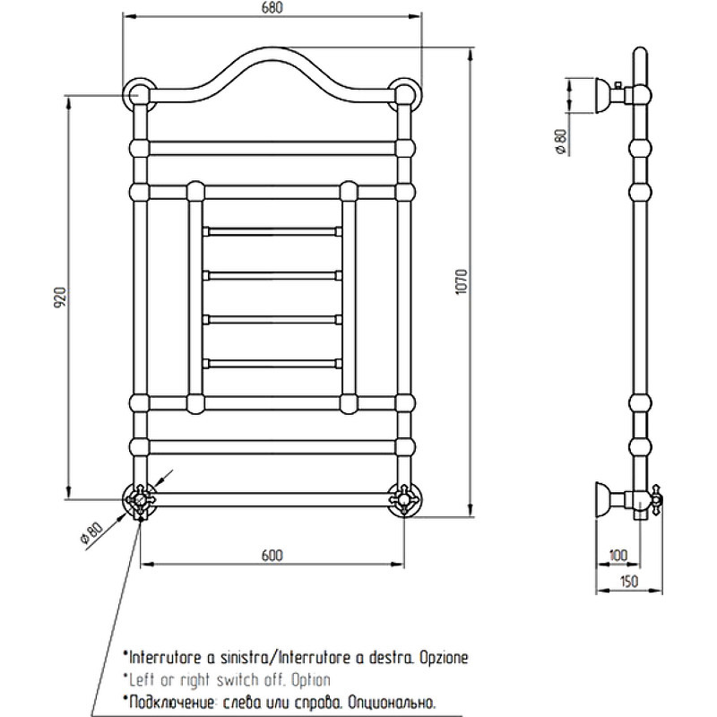 Электрический полотенцесушитель Migliore Edward 107x68 L 20315 Хром