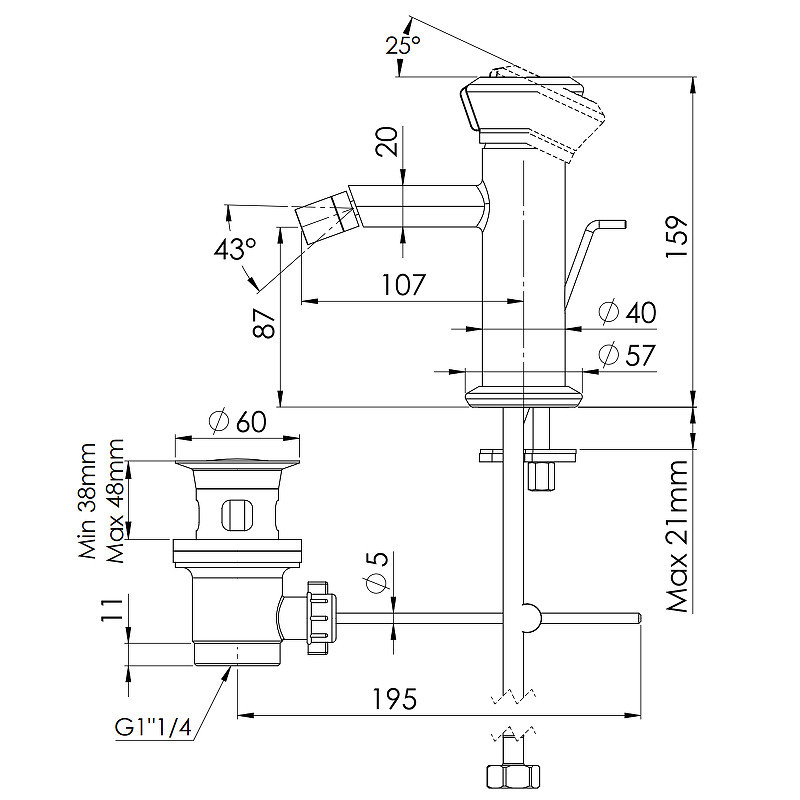 Смеситель для биде Remer Element ET20
