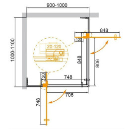 Душевой уголок Cezares Slider 100x110 SLIDER-AH-2-90/100-100/110-GRIGIO-Cr