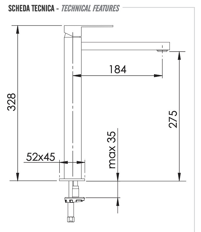 Смеситель для раковины Remer Q-Design QD10LXXL цвет Хром