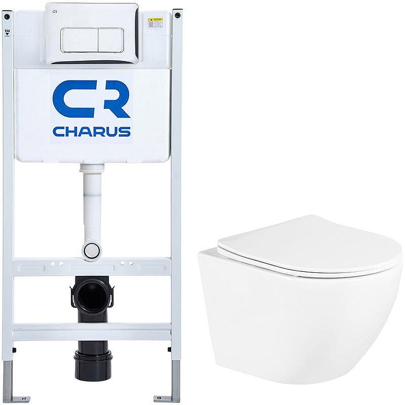 Комплект унитаза BelBagno Uno BB3105CHR/SC с инсталляцией Charus City CR.200.21.01