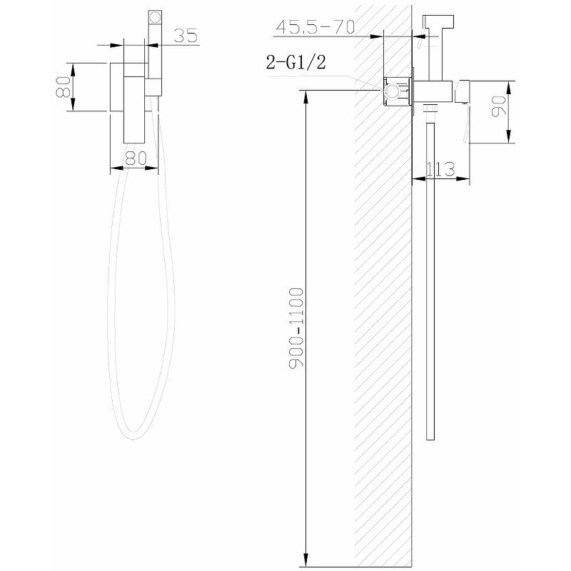 Гигиенический душ Abber Wasserfall AF8625G Золото матовое