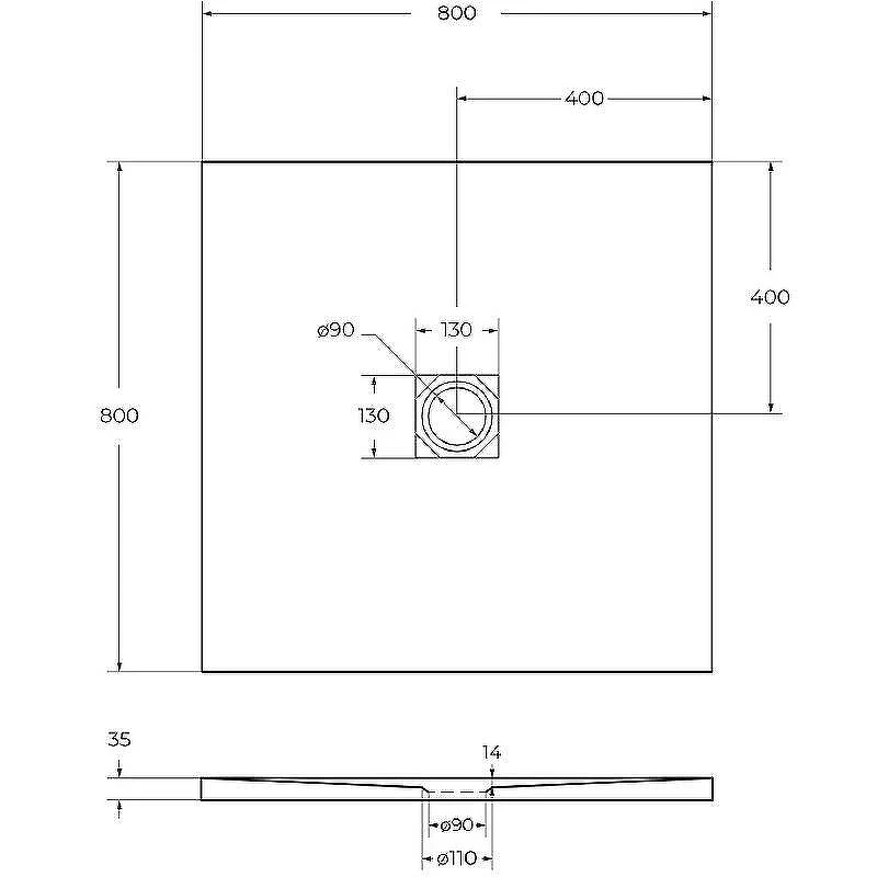 Душевой поддон из искусственного камня BelBagno Uno 80x80 TRAY-MR-UNO-A-80-35-W-CR