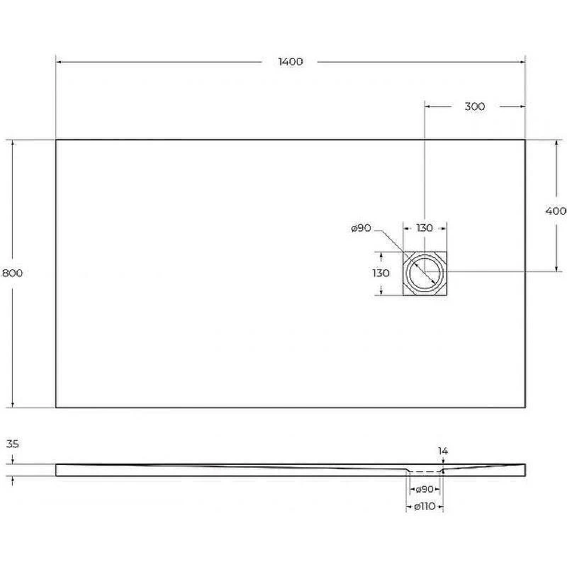 Душевой поддон из искусственного камня BelBagno Uno 140x80 TRAY-MR-UNO-AH-140/80-35-W-CR