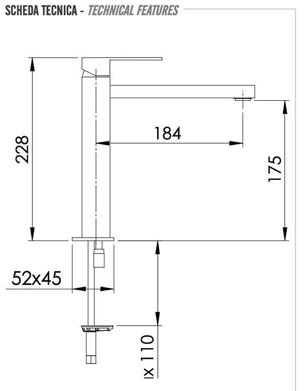 Смеситель для раковины Remer Q-Design QD11LNO цвет Черный матовый