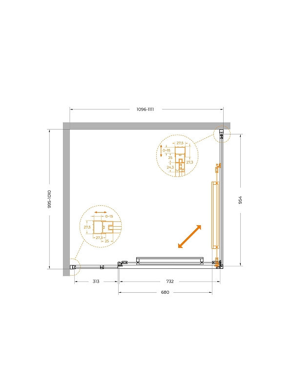 Душевой уголок Cezares Lux 110x100 LUX-AH-FS-11-110/100-C-CR