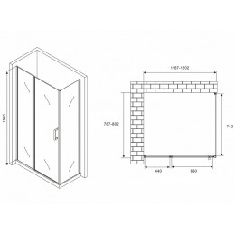 Душевой уголок Abber Sonnenstrand 120x80 AG04120MS-S80M профиль Хром стекло матовое