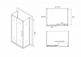 Душевой уголок Abber Schwarzer Diamant 100х90 AG30100BH-S90B-S90B профиль Черный стекло прозрачное