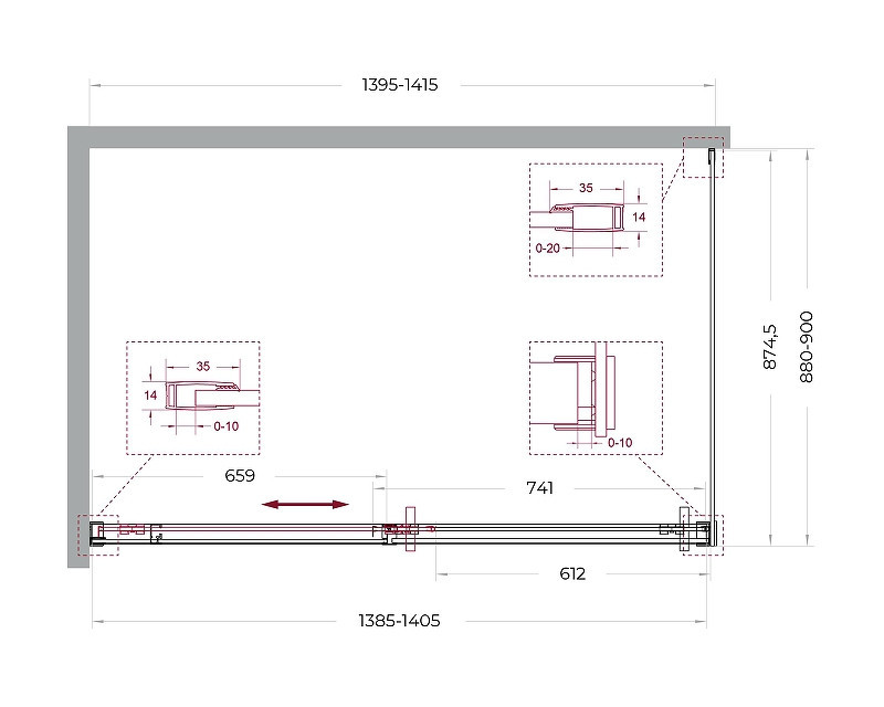 Душевой уголок BelBagno Soft Close-1 140x90 SOFT_CLOSE-1-AH-1-140/90-C-Cr