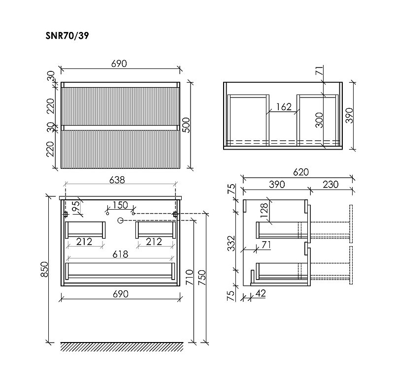 Тумба под раковину Sancos Snob R 70 SNR70/39SM подвесная цвет Doha Soft