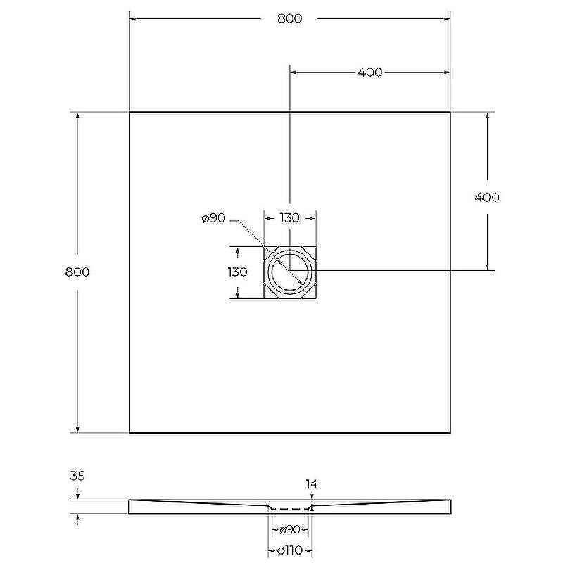 Душевой поддон из искусственного камня BelBagno Uno 80x80 TRAY-MR-UNO-A-80-35-W