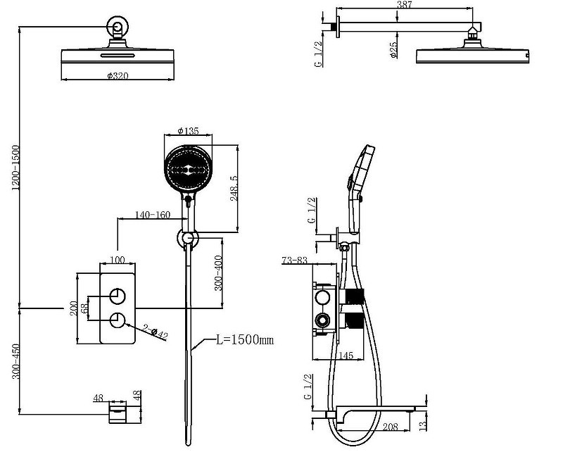 Душевая система Vincea Domus VSFW-5DM1BG