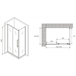 Душевой уголок Abber Schwarzer Diamant 130x85 AG30130BH-S85B профиль Черный стекло прозрачное