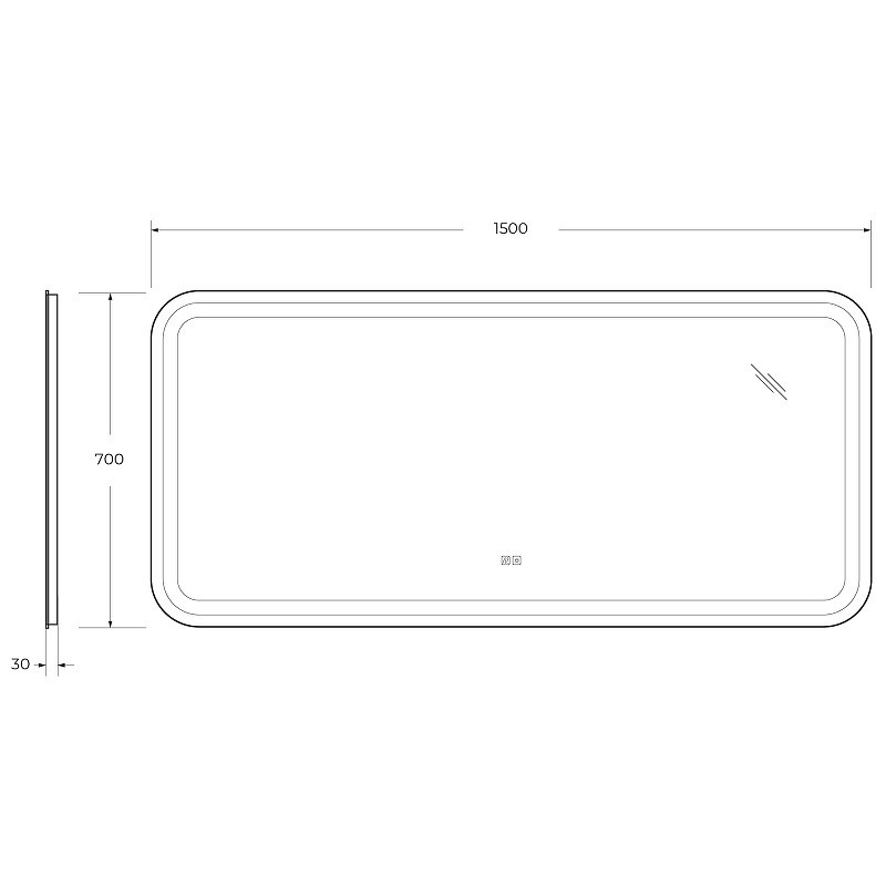 Зеркало Cezares Stylus 150 CZR-SPC-STYLUS-1500-700-TCH-WARM с подсветкой