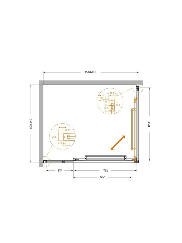 Душевой уголок Cezares Lux 110x90 LUX-AH-FS-11-110/90-C-CR