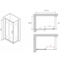 Душевой уголок Abber Schwarzer Diamant 140x50 AG301405-S505