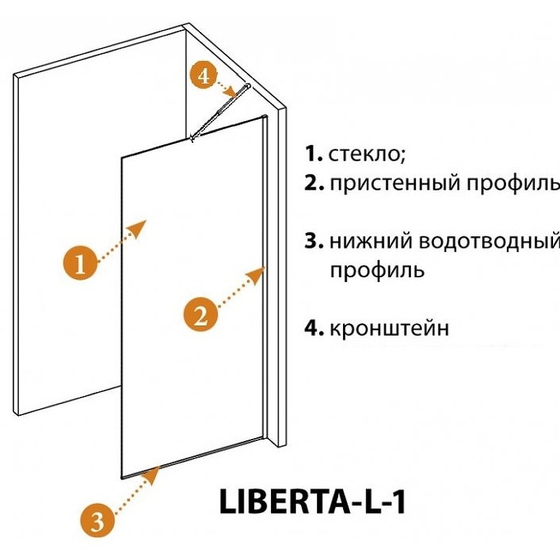 Душевая перегородка Cezares Liberta 95 LIBERTA-L-1-TB-95-C-NERO