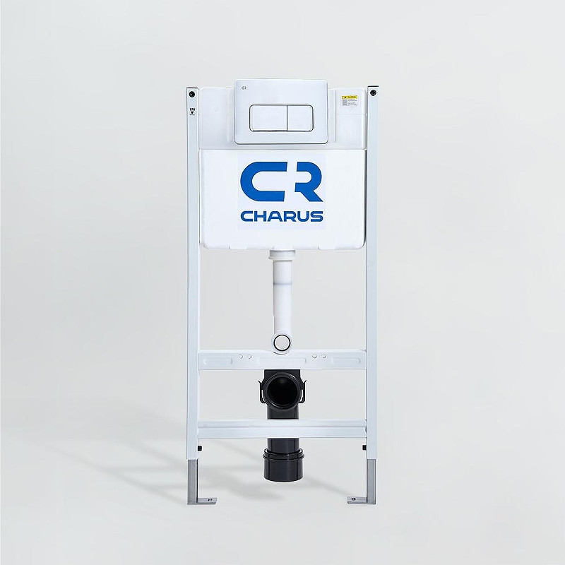 Комплект унитаза Ceramicanova Uno Rimless CN11001 с инсталляцией Charus City CR.200.21.01 с сиденьем Микролифт и клавишей смыва Хром глянцевый
