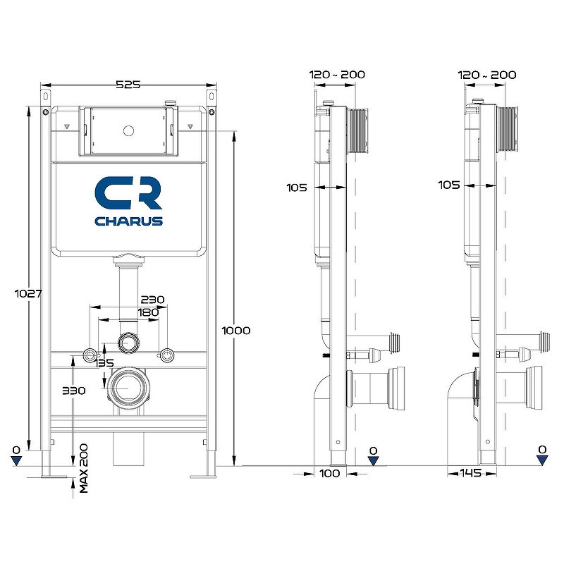 Комплект унитаза Ceramicanova Uno Rimless CN11001 с инсталляцией Charus City CR.200.21.01 с сиденьем Микролифт и клавишей смыва Хром глянцевый