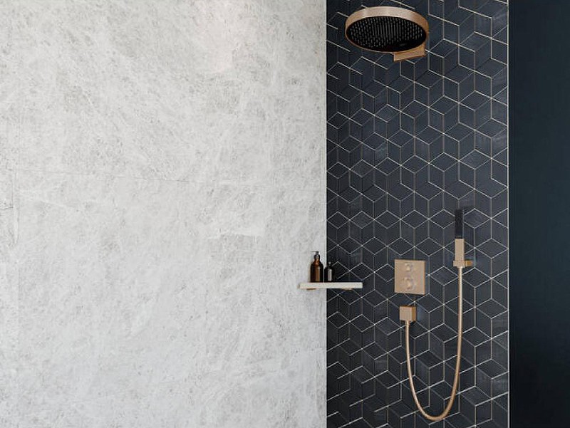 Смеситель для душа Hansgrohe Ecostat Square 15714140 с термостатом Шлифованная бронза