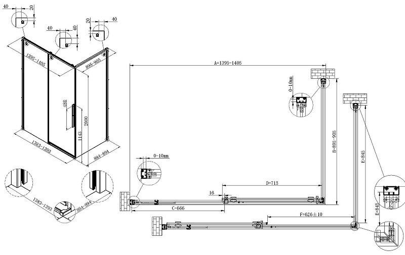 Душевой уголок Vincea Ultima 140х90 VSR-7UL9014CL