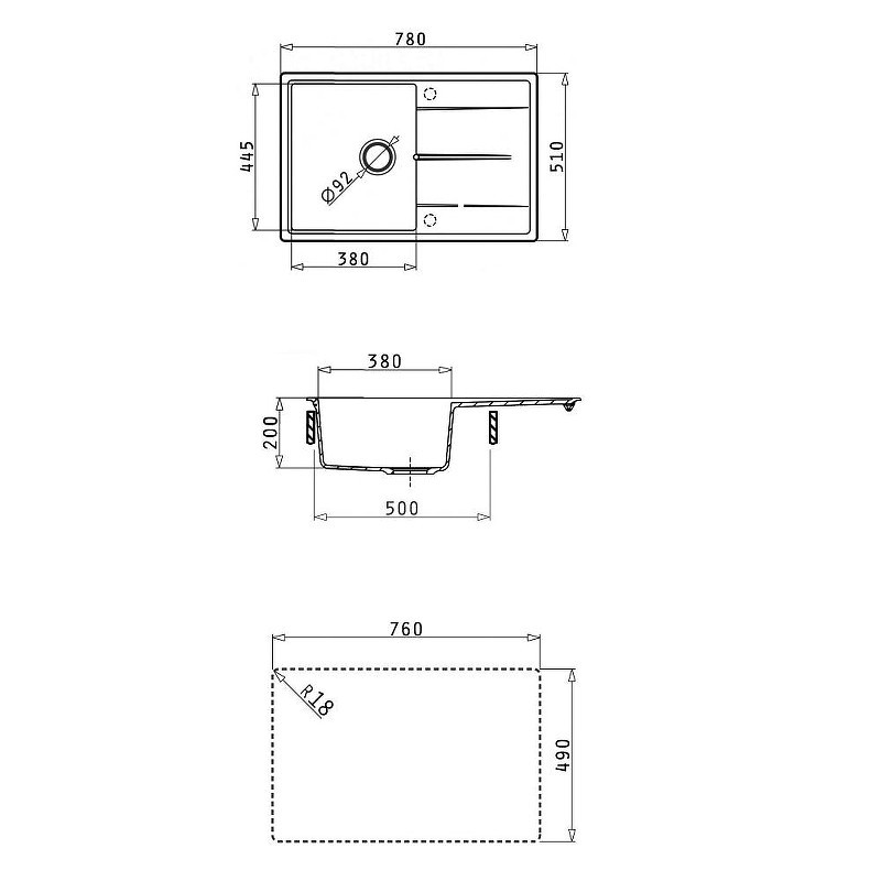 Кухонная мойка Abber Quarz 78 AQ2904B цвет Черный