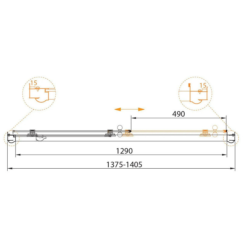 Душевая дверь Cezares Gubileo 140 GIUBILEO-BF-1-140-C-Br