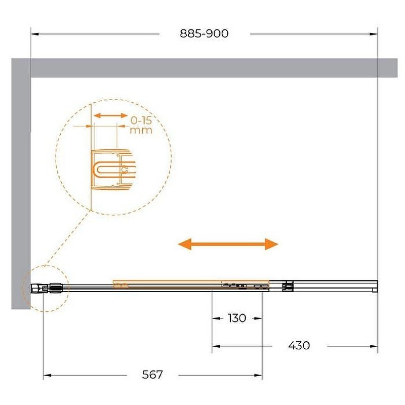 Шторка на ванну Cezares Slider 90 SLIDER-FIX-VF-11-90/150-C-BORO