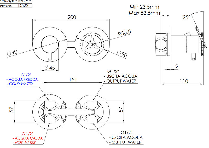 Смеситель для душа Remer Chrono CH92ZPXV цвет Сталь