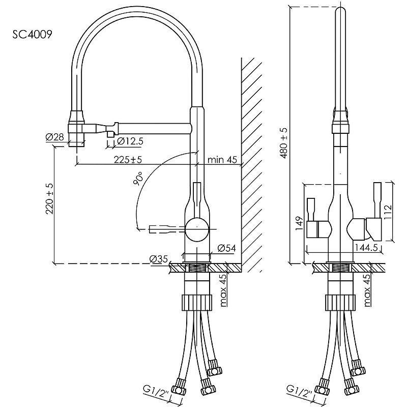 Смеситель для кухни Sancos Garda SC4009MB черный матовый
