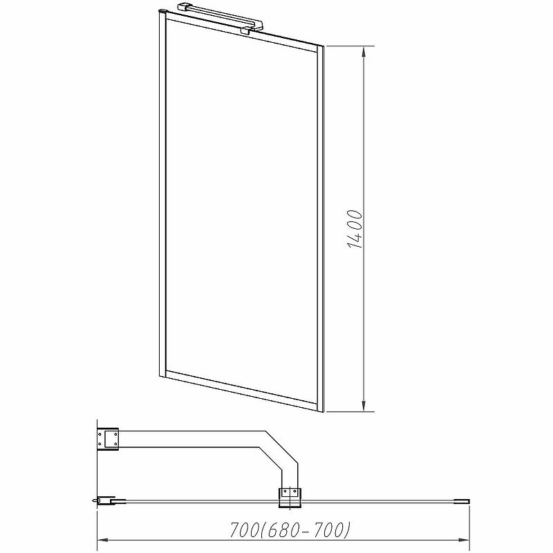 Шторка на ванну Vincea City 70x140 VSB-41700FLB