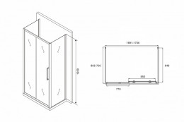 Душевой уголок Abber Schwarzer Diamant 170x70 AG30170H-S70-S70 профиль Хром стекло прозрачное