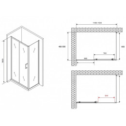 Душевой уголок Abber Schwarzer Diamant 150x50 AG301505-S505