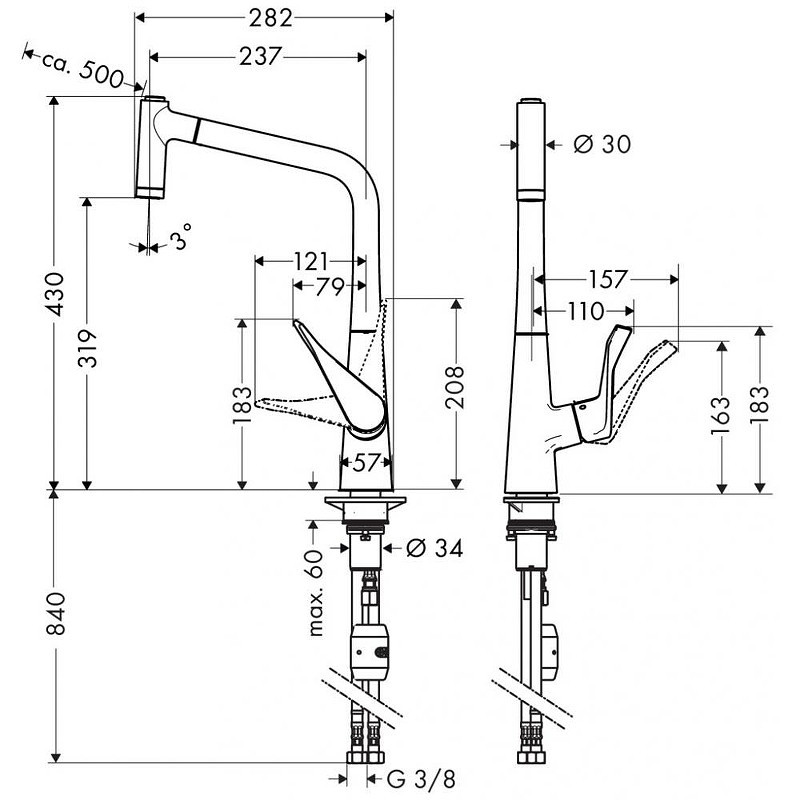 Смеситель для кухни Hansgrohe Metris 14820800 Сталь