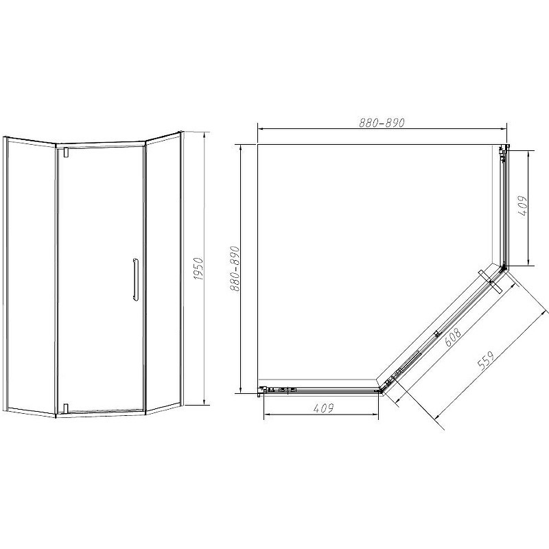 Душевой уголок Vincea Slim-N 90x90 VSP-4SN900CLGM