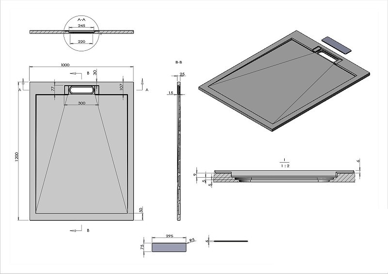 Душевой поддон из искусственного камня Vincea 120х100 VST-4SRL1012W