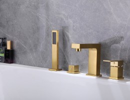 Смеситель на борт ванны Abber Daheim AF8213G Золото матовое