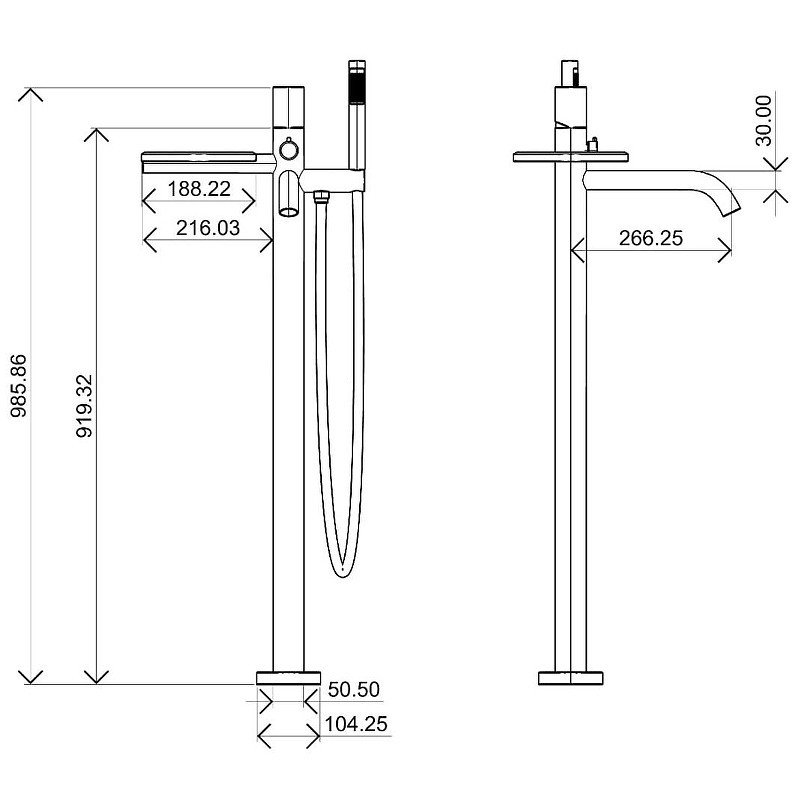 Смеситель для ванны Boheme Stick 129-GM.2