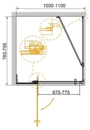 Душевой уголок Cezares Slider 110x80 SLIDER-AH-1-80-100/110-BR-GM