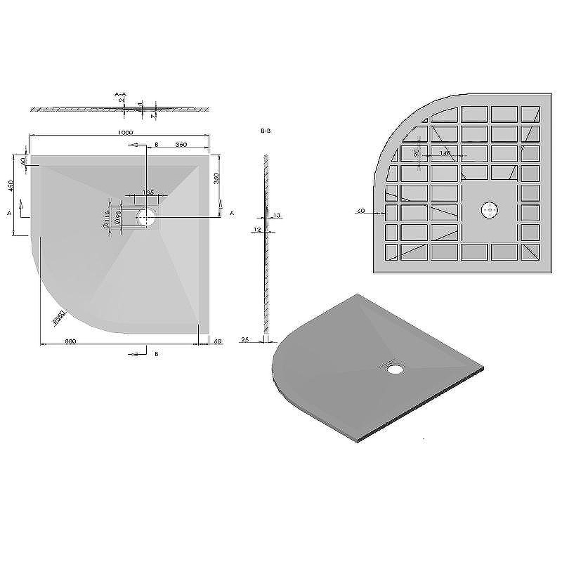 Душевой поддон из искусственного камня Vincea 100x100 VST-4SQ1010A
