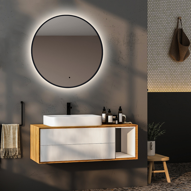 Зеркало Abber Mond 100 AG6204SCGL-1.0 с подсветкой Золото с бесконтактным выключателем и диммером