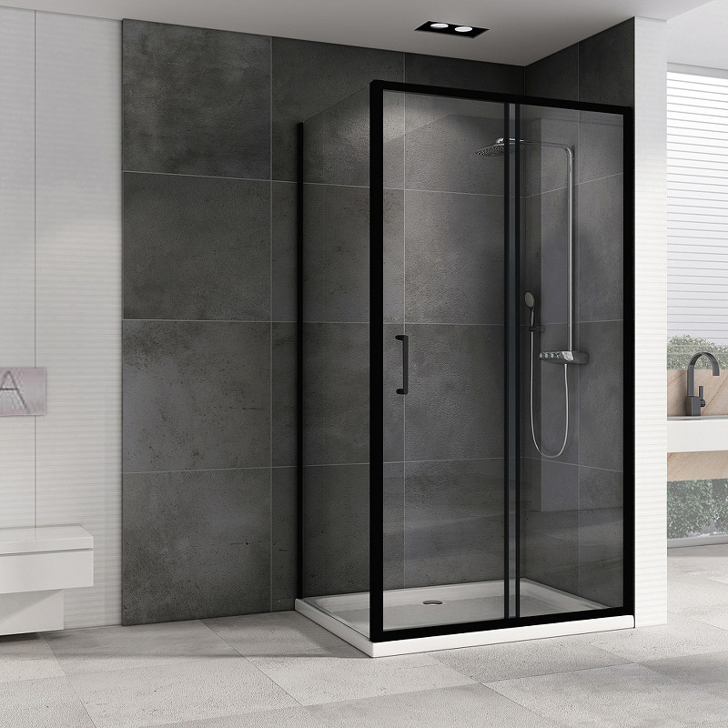Душевой уголок Abber Schwarzer Diamant 120x60 AG30120B5-S60B5 профиль Черный стекло прозрачное
