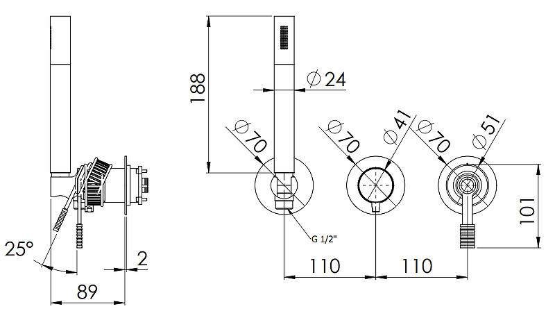Смеситель для душа Remer Atelier AL97D2PWBXV цвет Сталь