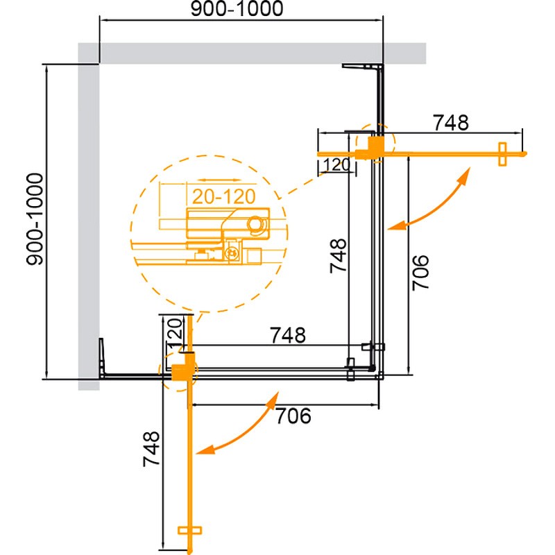 Душевой уголок Cezares Slider 100x100 SLIDER-A-2-90/100-C-Cr